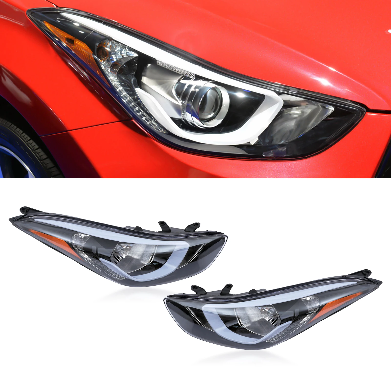 

Car Light Halogen Headlight LH/RH Headlamp Fit for Hyundai Elantra 2014-2016 Left/Right Side Headlight Assembly Car Accessories