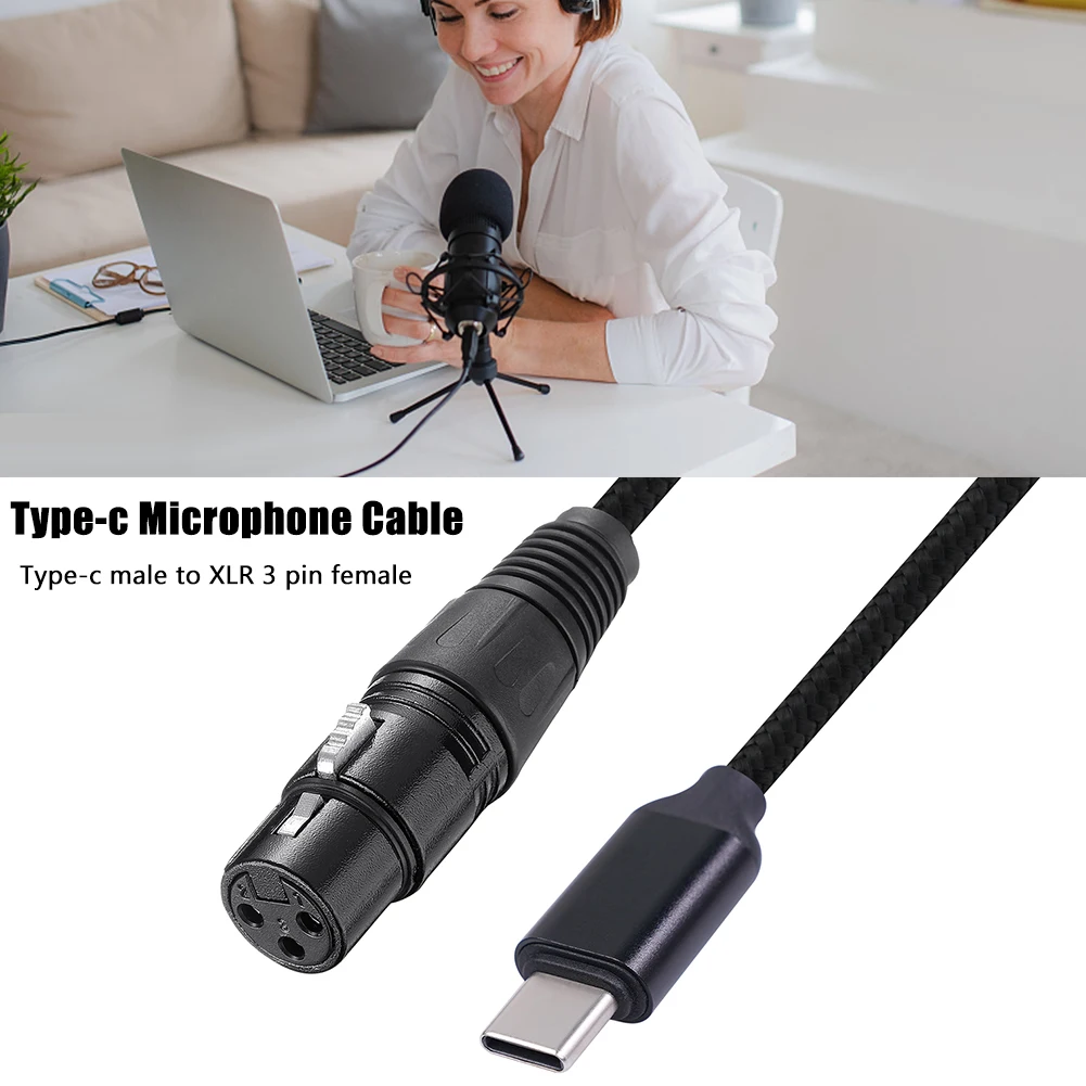 2/3m Microphone Cable Type-c Male to XLR 3 Pin Female Microphone Audio Cable Compatible for  OS X