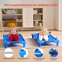 VEVOR Lit de sieste empilable pour enfant, 4 pcs, lit de couchage portable pour tout-petits, 130 x 57 cm, lit de garderie pour enfants, pour salle de classe préscolaire, pour dormir, se reposer, bleu 3