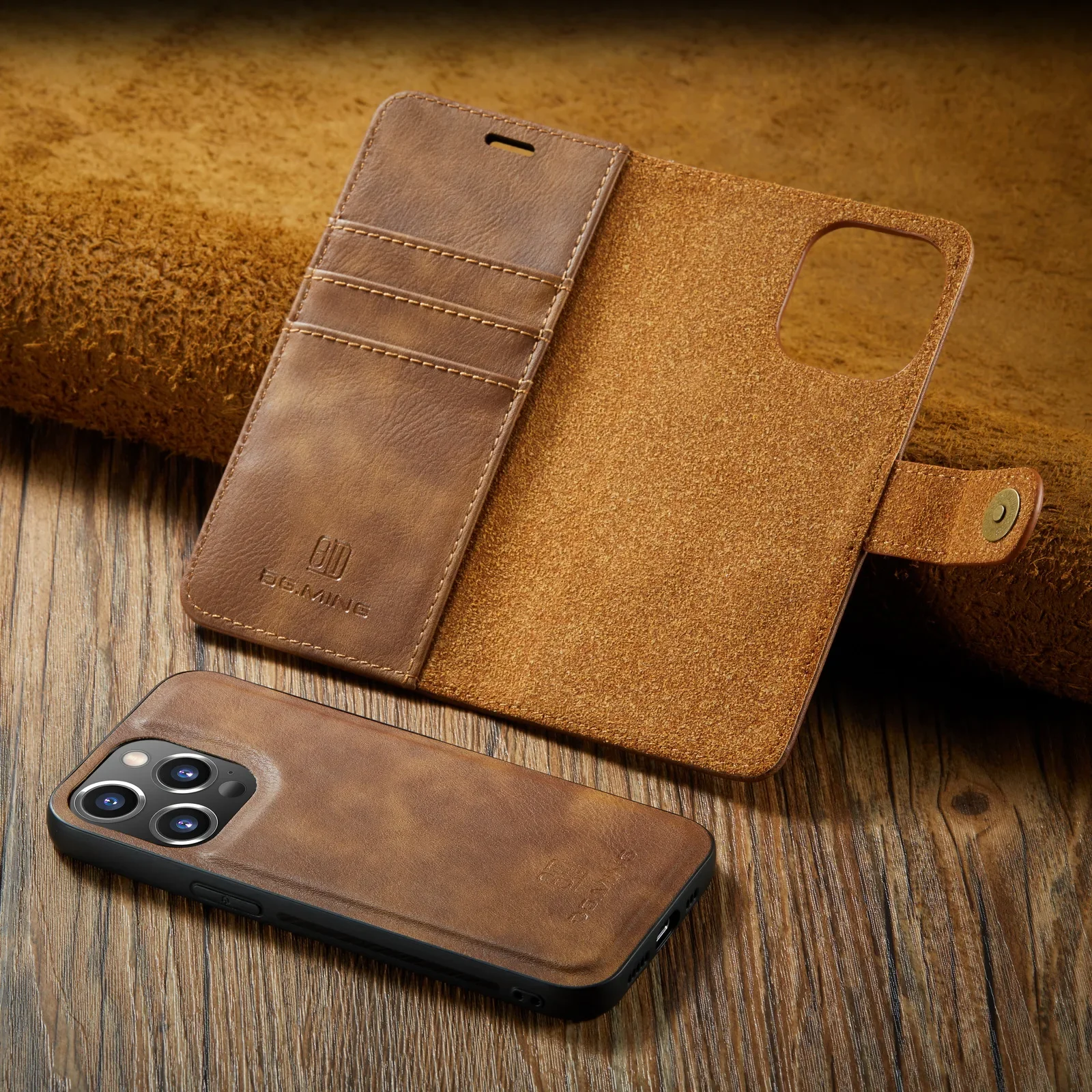 Detachable Magnetic Leather Phone Wallet Case with Card Holder