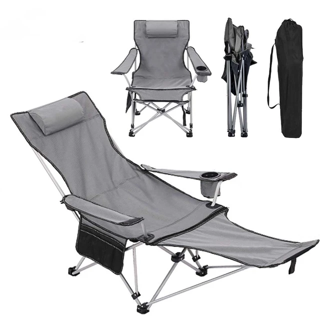 Outdoor Camping Chair Adjustable Recliner Folding Camping Fishing Chair  Lounge Chair Bed Tourist Chair with Armrest Footrest - AliExpress