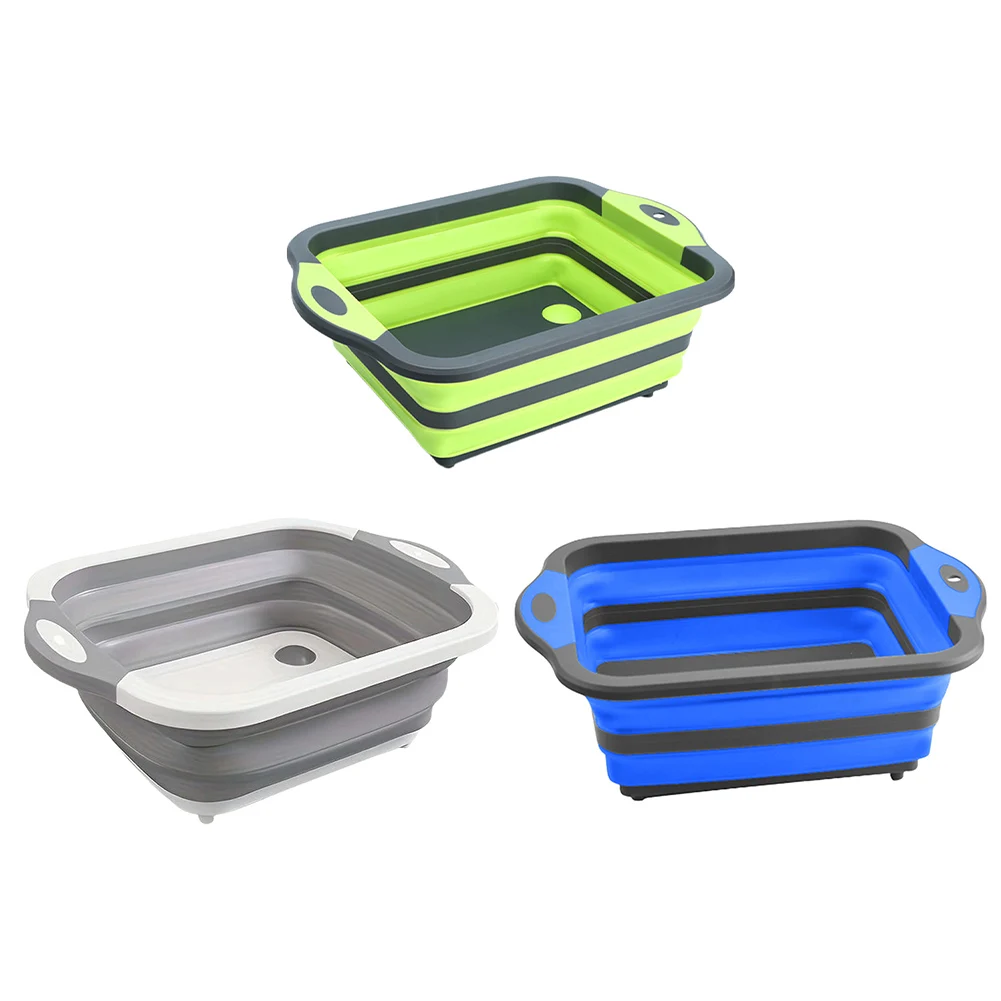 Collapsible Cutting Board Storage Basket Space Saving Camping Cutting Board Multi-function with Draining Hole for Camping Picnic 1