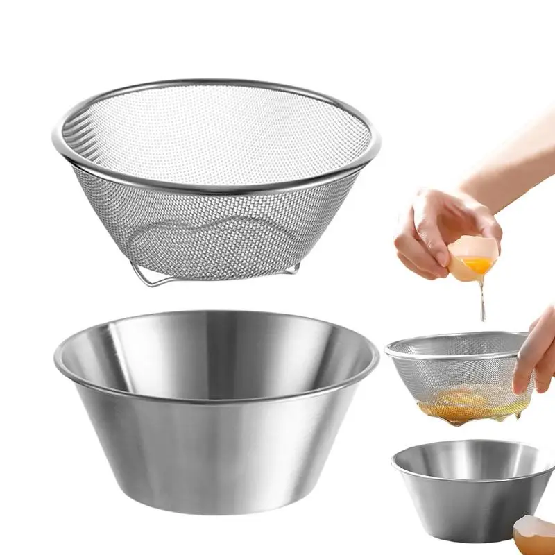 Stainless Steel Rice Washing Bowl 700ml Fruit Cleaner Bowl Metal Pot Drainer Vegetable Fruit Washer For Cooking Sifter Strainer