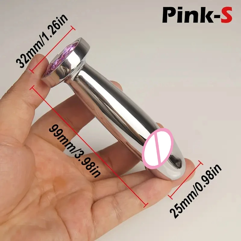 Penis Shape Metal Anal Plug Dildo with Jewel, Anus Butt Plugs, Analplug Buttplug Sex Toys, Prostate Stimulation