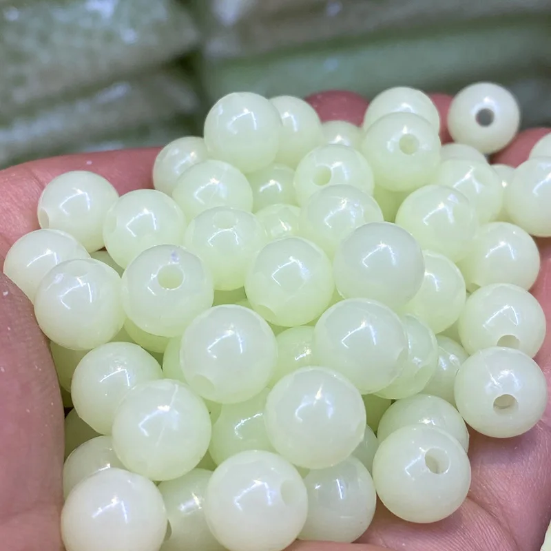 Luminous Beads Plastic Bead Night Pearls Perforation Fluorescent Scattered Beads Jewelry Supplies DIY Accessories 10g 4/5/6/8mm