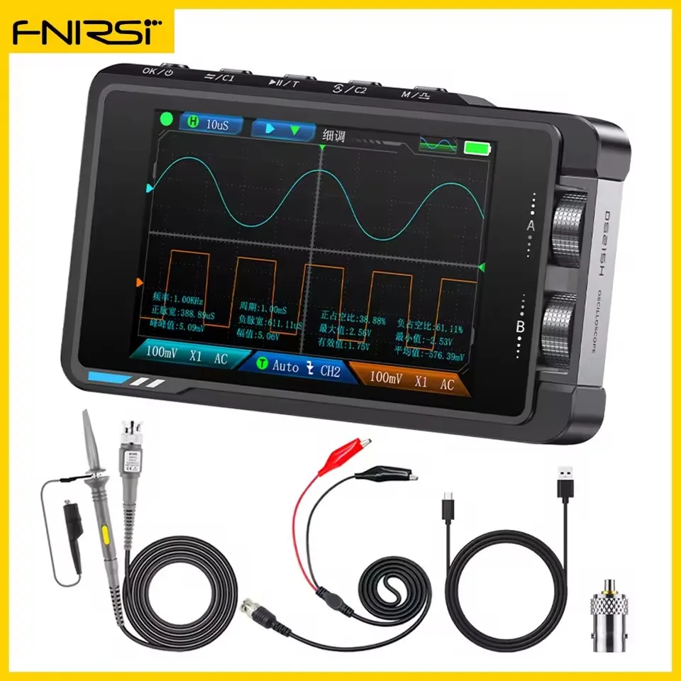 Digital Oscilloscope Signal Generator FNIRSI DS215H Handheld Small Hd Screen Digital Oscilloscope + Signal Generator 2IN1 Dual Channel 50MHZ Automatic