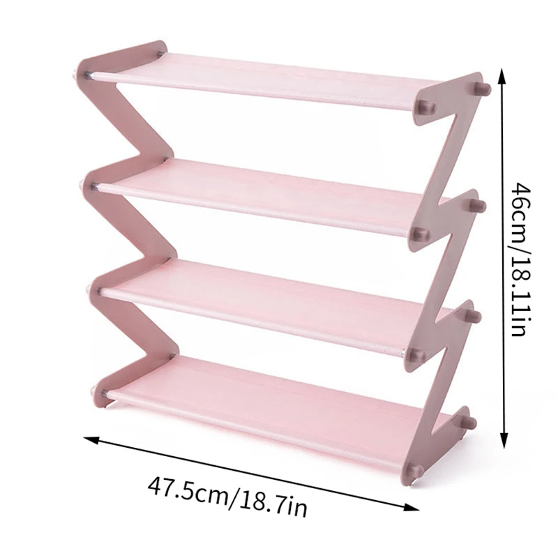 Simple 4-layer assembled shoe rack Z-shaped fabric dustproof assembly storage rack for household storage