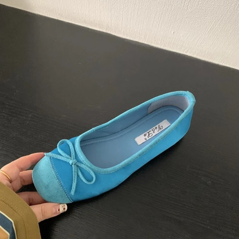 CNMR 2025 Elegant Bow Knot Ballerina Woman Flat Round Toe Comfortable Comfortable Ladies Leather Loafers Single Shoes 4