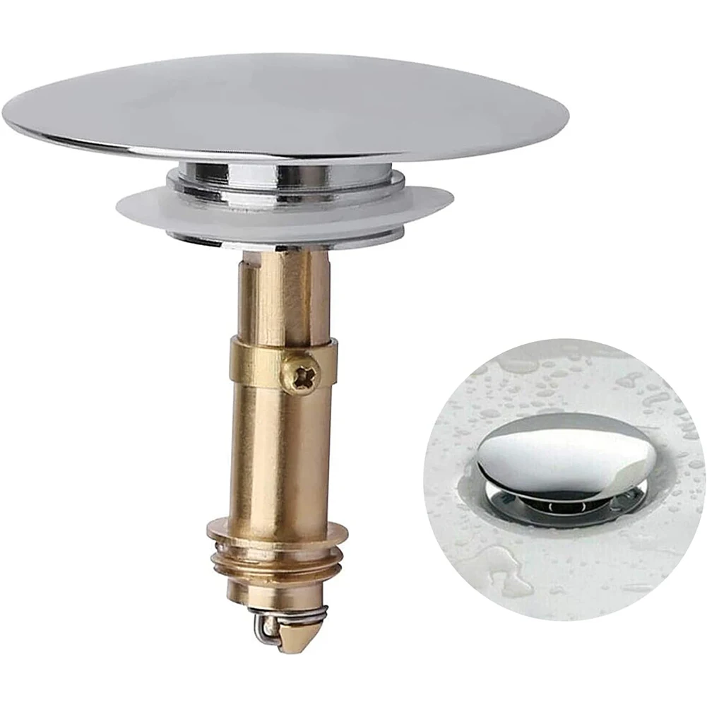 Sink Fitting Bouncing Core Sink Drain Stopper Push Button Easy Pop-up Design Kits M16x1.5 M8 Screw Thread
