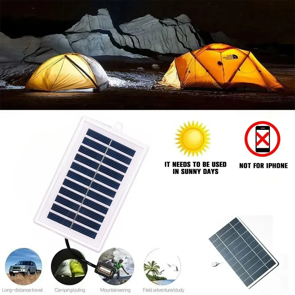 1PC Portable Solar Charger USB Output Outdoor Use Travel Camping Flashlight Fan Charging Solar Battery Charger Solar Charger