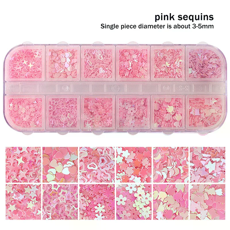 Holographic Laser Nail Glitter Sequins Sweet Love Heart Star Butterfly 3D Shining Fluorescence Manicure Decorations