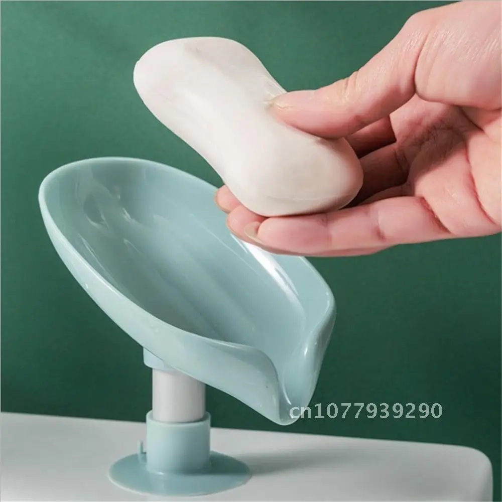 

Soap Box Soap Holder Leaf-shaped Soap Dish Perforated Free Standing Suction Cup Drain Rack Toilet Laundry Bathroom Accessories