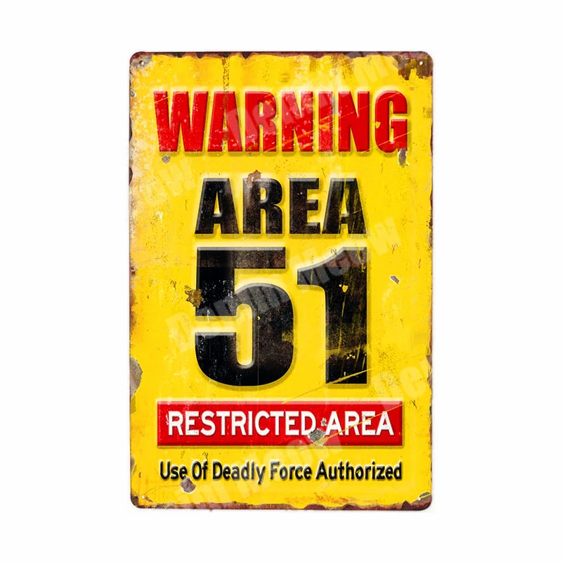 AREA 51 Nuclear Retro Vntage WORN Look Rustc Reproducton Metal Sgn AREA 51 Nuclear Retro Vntage WORN Look Rustc Reproducton Metal Sgn