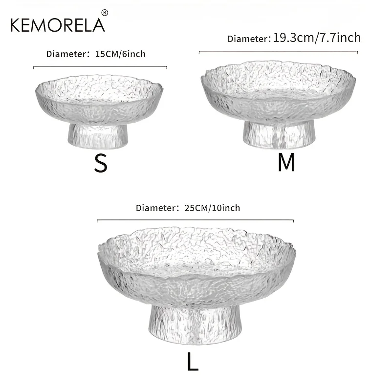 KEMORELA 유리 과일 그릇 스낵 및 건과일 트레이, 가정, 거실, 커피 테이블 및 주방 과일 바구니에 적합
