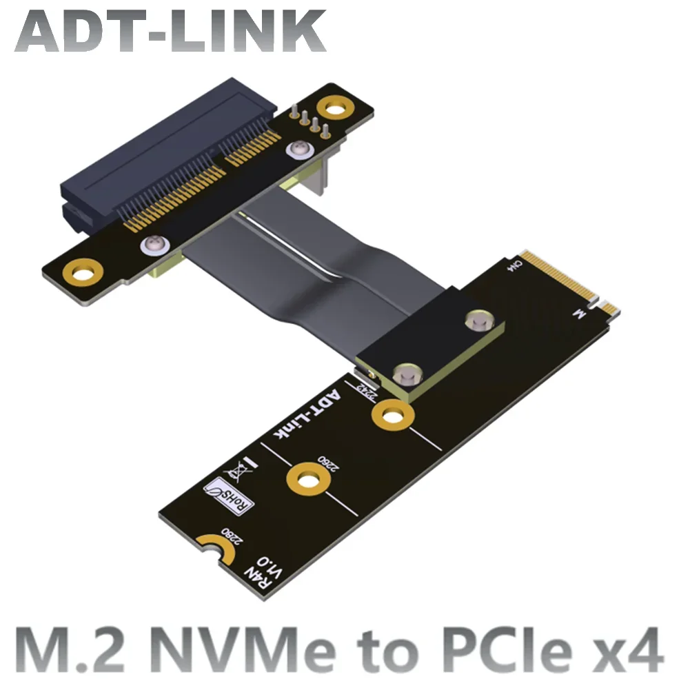 

M.2 NVME to PCIe x4 Riser Jumper Adapter NGFF NVMe PCIe x4 Turn Angled SSD RAID LAN GPU Video Cards to M.2 M-Key Extension Cable