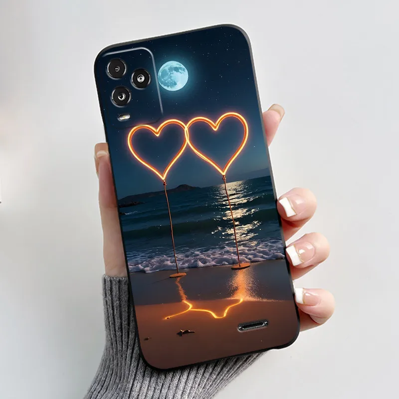 Aesthetic Dreamy Scenery Pattern Black Phone Case - Soft Shockproof Casing