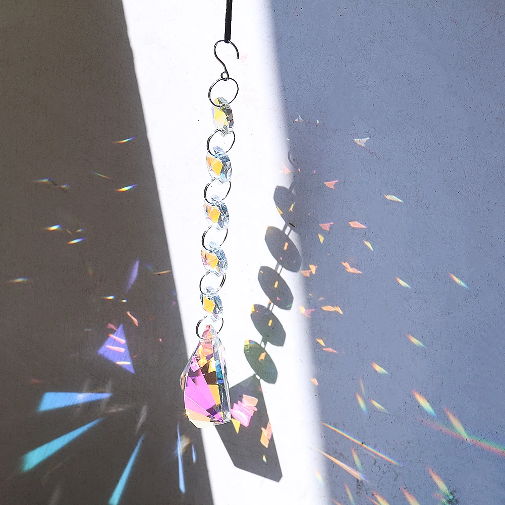 Rainbow Crystal Sun Catcher Prism Hanging Glass Drop Pendant Octagon Bead Curtain Light Catching Garden Wedding Car Charms Decor