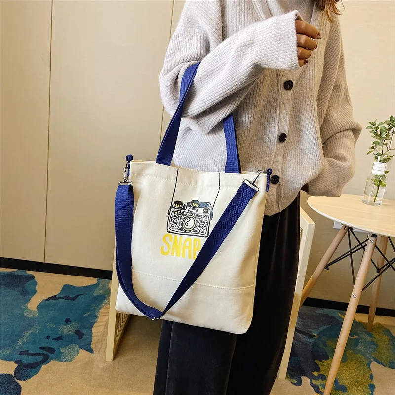 

Canvas Bag Female Korean Version Simple And Versatile One-Shoulder Messenger Harajuku Japanese Soft Girl Girl Cute Handbag