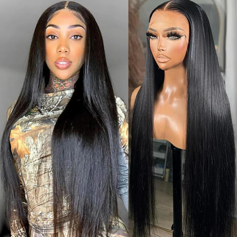 

Botisi Straight Human Hair Wigs 5x5 Glueless Lace Closure Wig 180% Density PrePlucked Hairline Lace Front Human Hair Wig