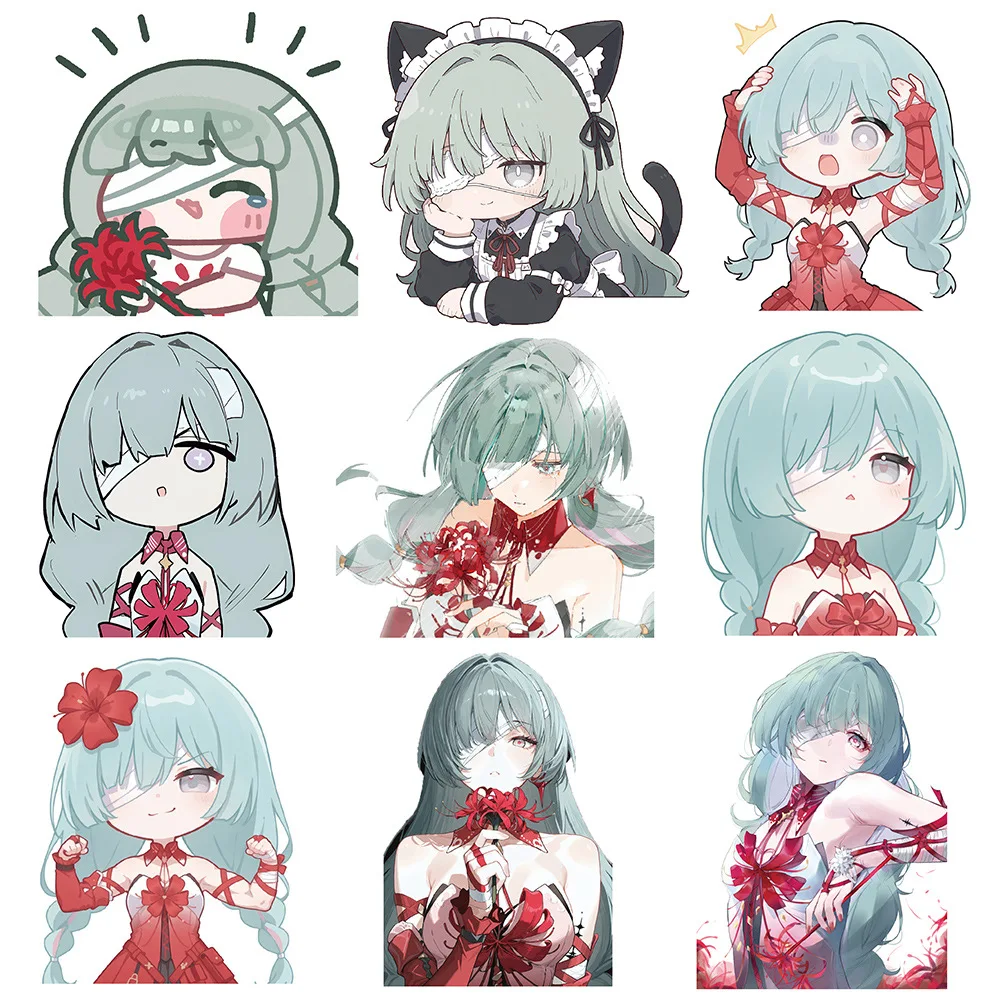 68Pcs 게임 Wuthering Waves Phrolova 애니메이션 스티커 귀여운 캐릭터 노트북 기타 자전거 노트북 스케이트 보드 장식 데칼