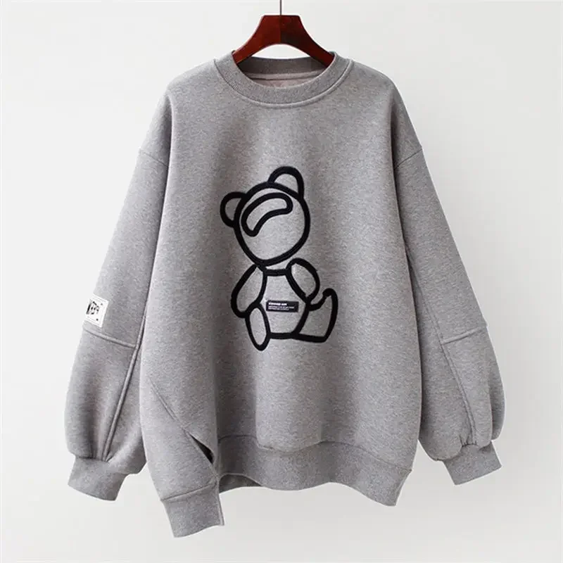 2022 Spring and Autumn New Jacket Pullover Long-sleeved Sweater Women's Harajuku Loose Bear Oversized Sweater Retro Harajuku