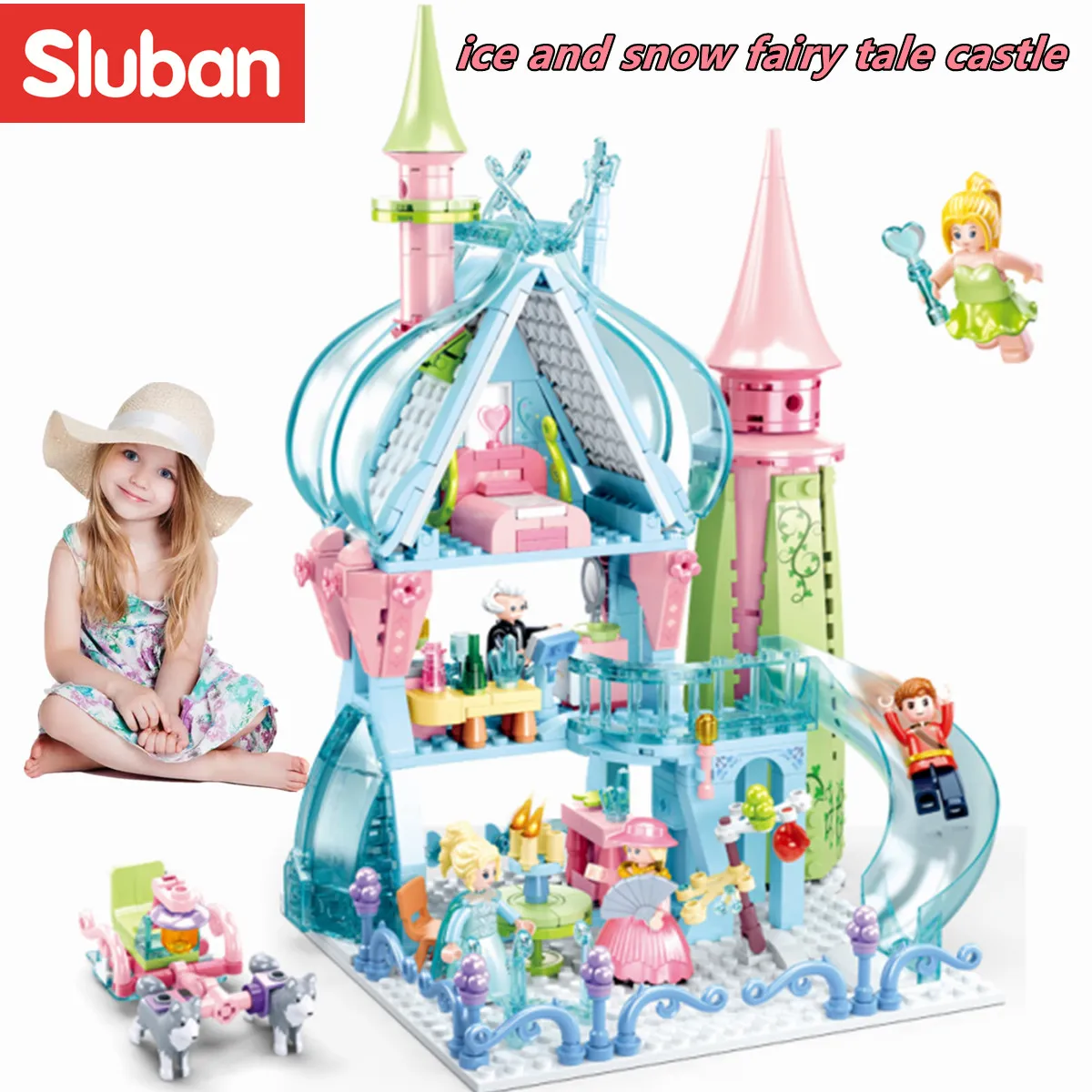 

Sluban Building Block Toys Girls Dream Royal Castle 447PCS Bricks Friends Fairyland Tower Compatbile With Leading Brands