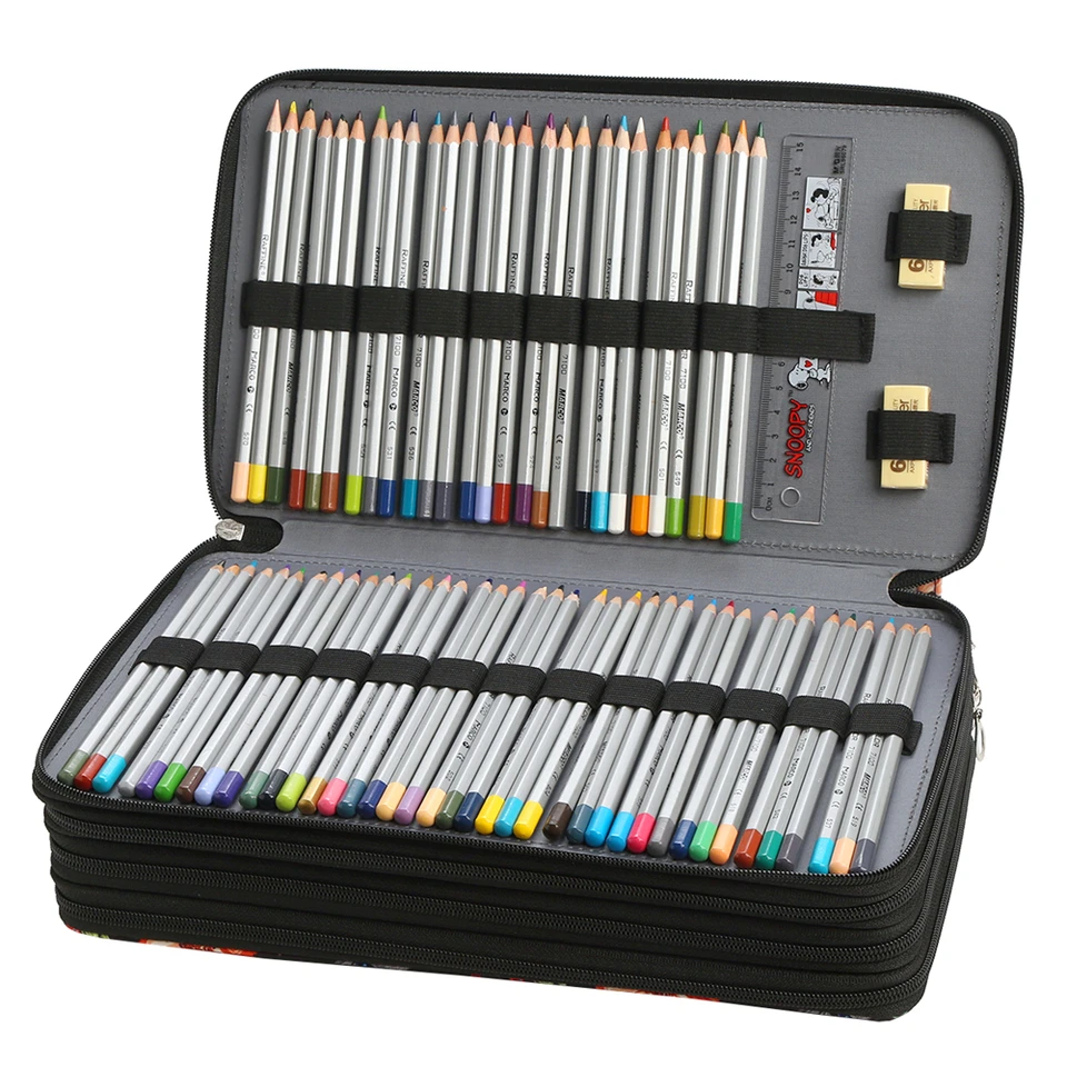 Rode Watermeloen Patroon Potlood Case Grote Capaciteit Pen Marker Houder Pouch Box Organizer Tas Make-up Tas Voor School Kantoor Volwassen Meisje Jongen