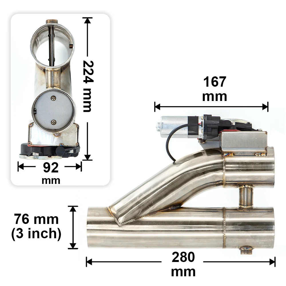 Valve Echappement Vanne D'arrêt D'échappement électrique Universelle En Y Pour Tuyau Clapet Echappement