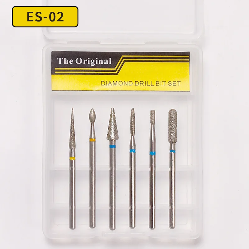 6Pcs Russian style nail diamond polishing head set boxed, high-quality pre-processing, dead skin removal polishing head set