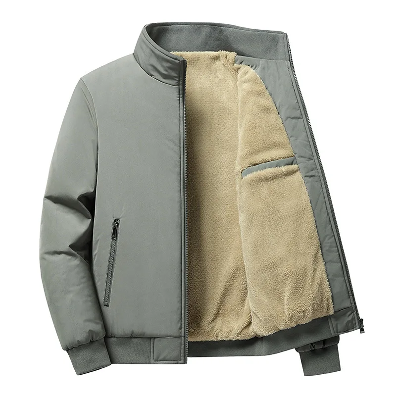 Autumn Winter Fashion Plus Velvet Thick Jacket Men Harajuku All Match Tops Casual Loose Male Clothes Cotton Pockets Outerwear