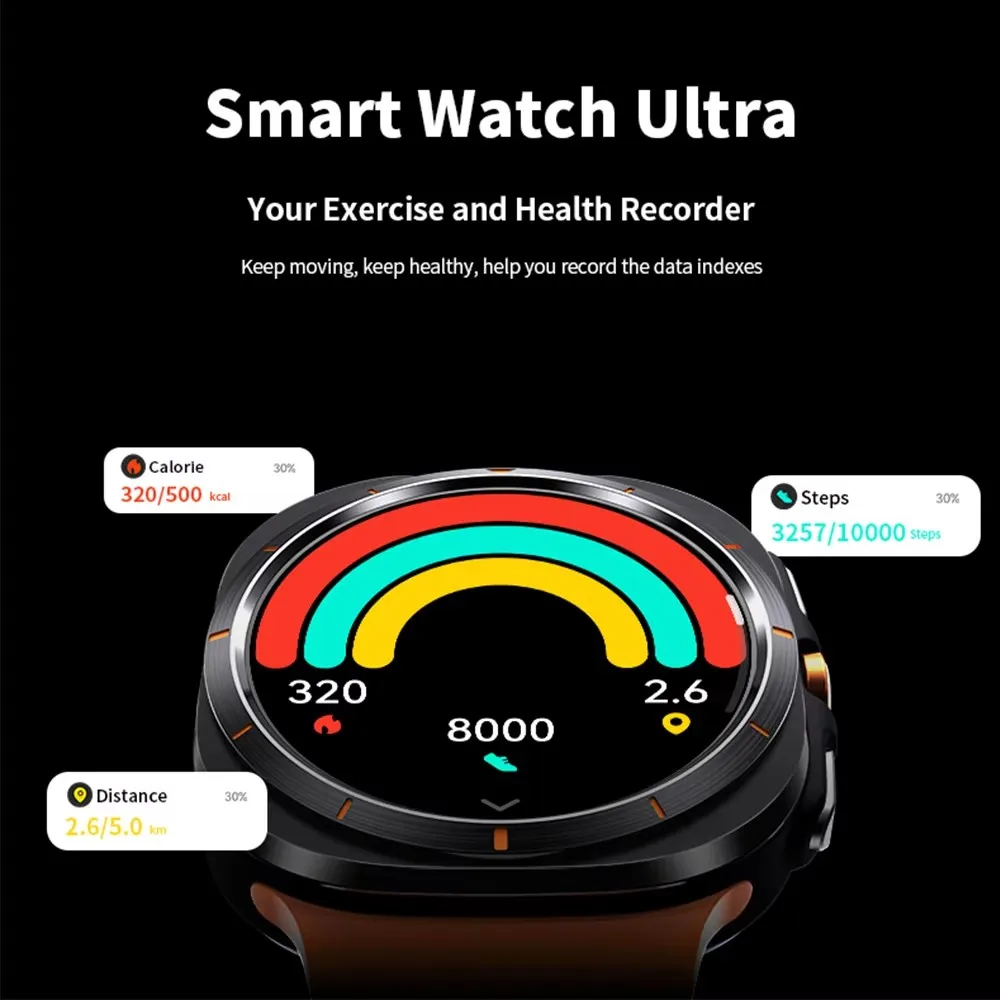 GPS New  Watch 7 Ultra 47mm Smart Watch IP68 Waterproof Bluetooth Call Compass Smartwatch for Men Women 1.43" AMOLED Screen SpO2 6