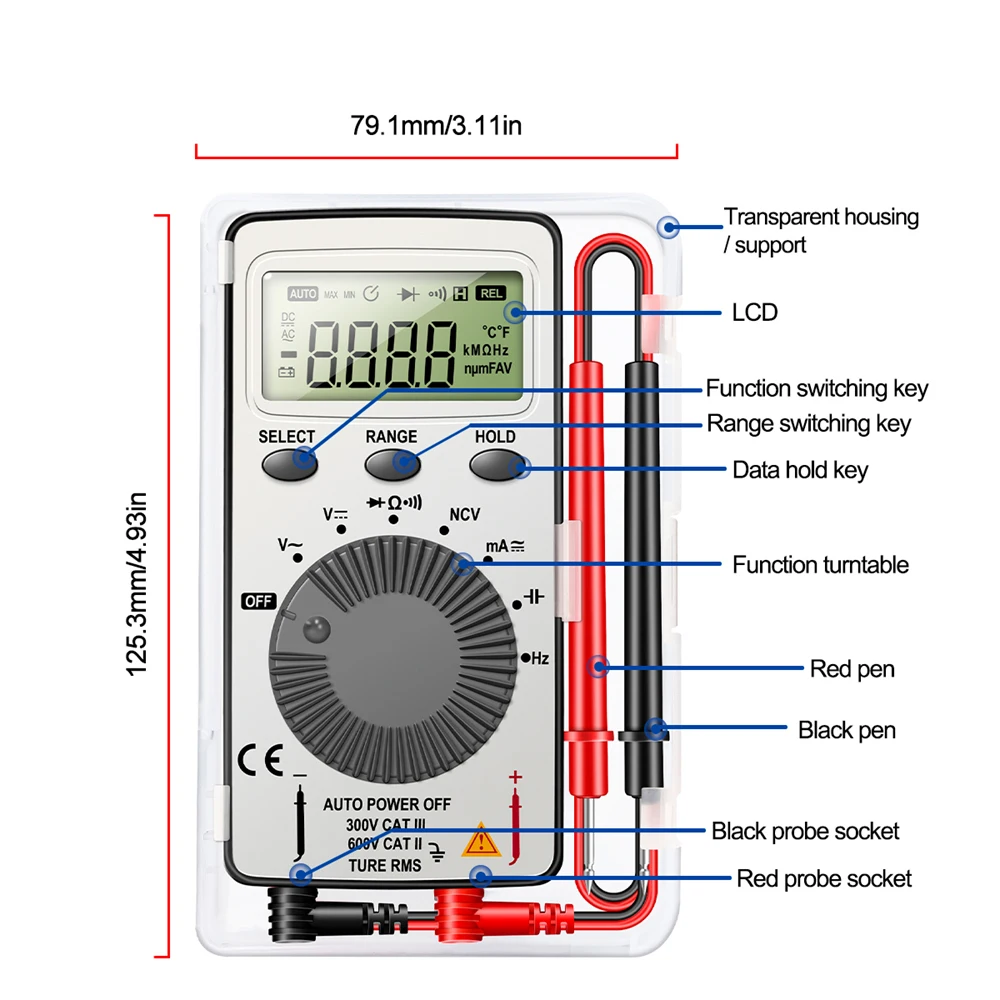 Multimètre numérique portable 13mm - Testeur AC sans contact pour modélisme