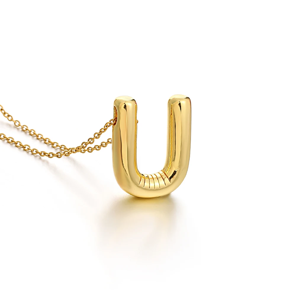 AENSOA Gold Plated Chunky Alphabet Balloon Necklace