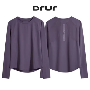 DRUR Fitness T-shirts Women Running Shirts Long Sleeve Quick Dry Breathable Sports Top Jogger Workout Pullover Top Sportswear 1