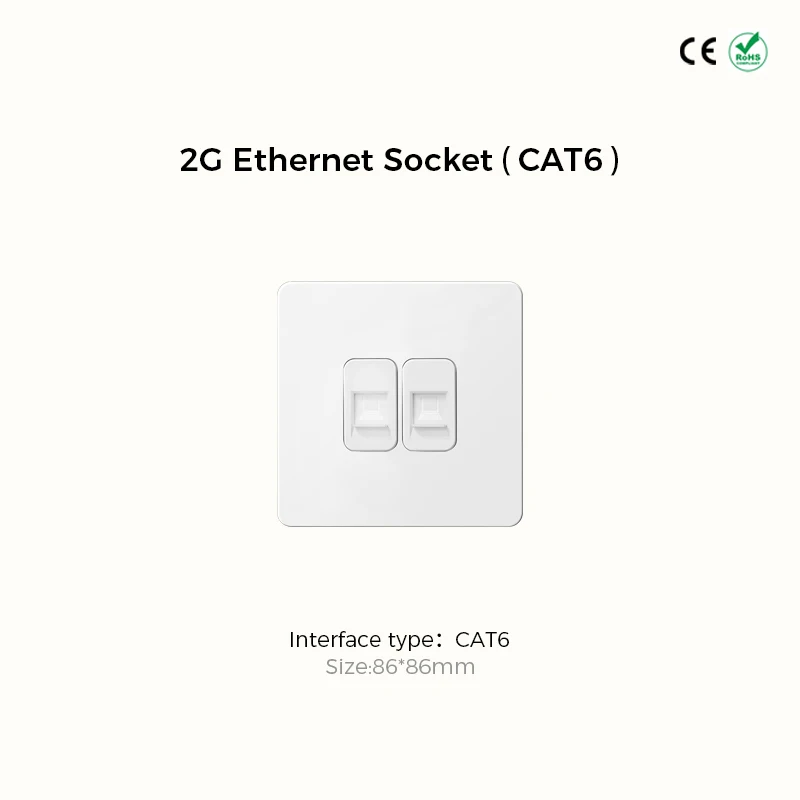 Avoir White Matte Wall Toggle Switch with European Standard Power Socket and Charging Port