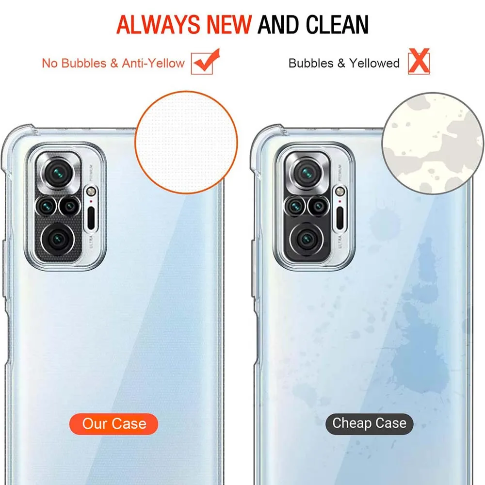 For Xiaomi Redmi Note 10S 10 Pro Max Case Rugged Clear Shockproof Phone  Cover