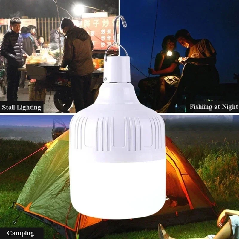 Camping Lights 500W USB Rechargeable LED Bulb Hanging Tent Light Portable Emergency 5 Lighting Modes For Garden Outdoor