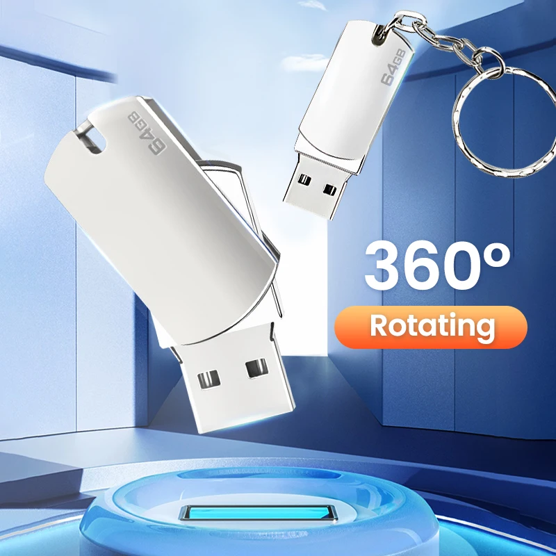 2023 New Mini USB OTG Portable Hard Disk 128G/64G/32G/16G Rotatable Waterproof Drive Suitable For Laptop USB Memory Sticks