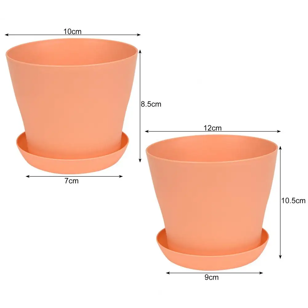 2Pcs Flower Pot Colorful Round Large Mouth PP Drainage Holes Plant Container With Saucer Lightweight Thick Nursery Pot