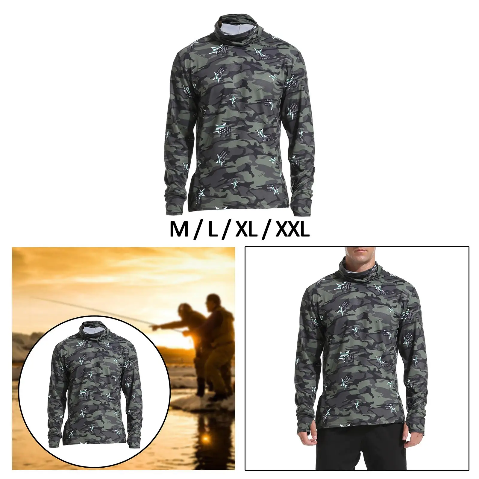 Men`s Sun Protection Hoodie Shirt Fishing Shirt for Running Riding Summer