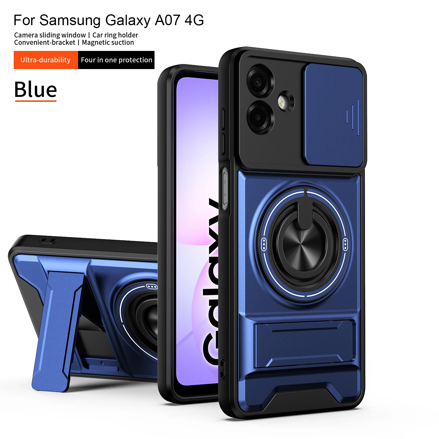 Enhanced Magnetic Fold Holder Military Armor Phone Case with Camera Protection