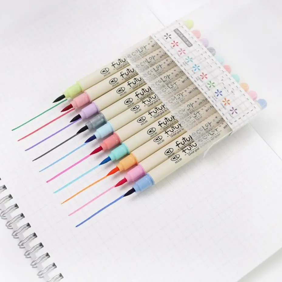 1 Set Color Watercolor Pen Soft Hair Beauty Pen Brush 10 Color Set Children's Student Comic Calligraphy Brush