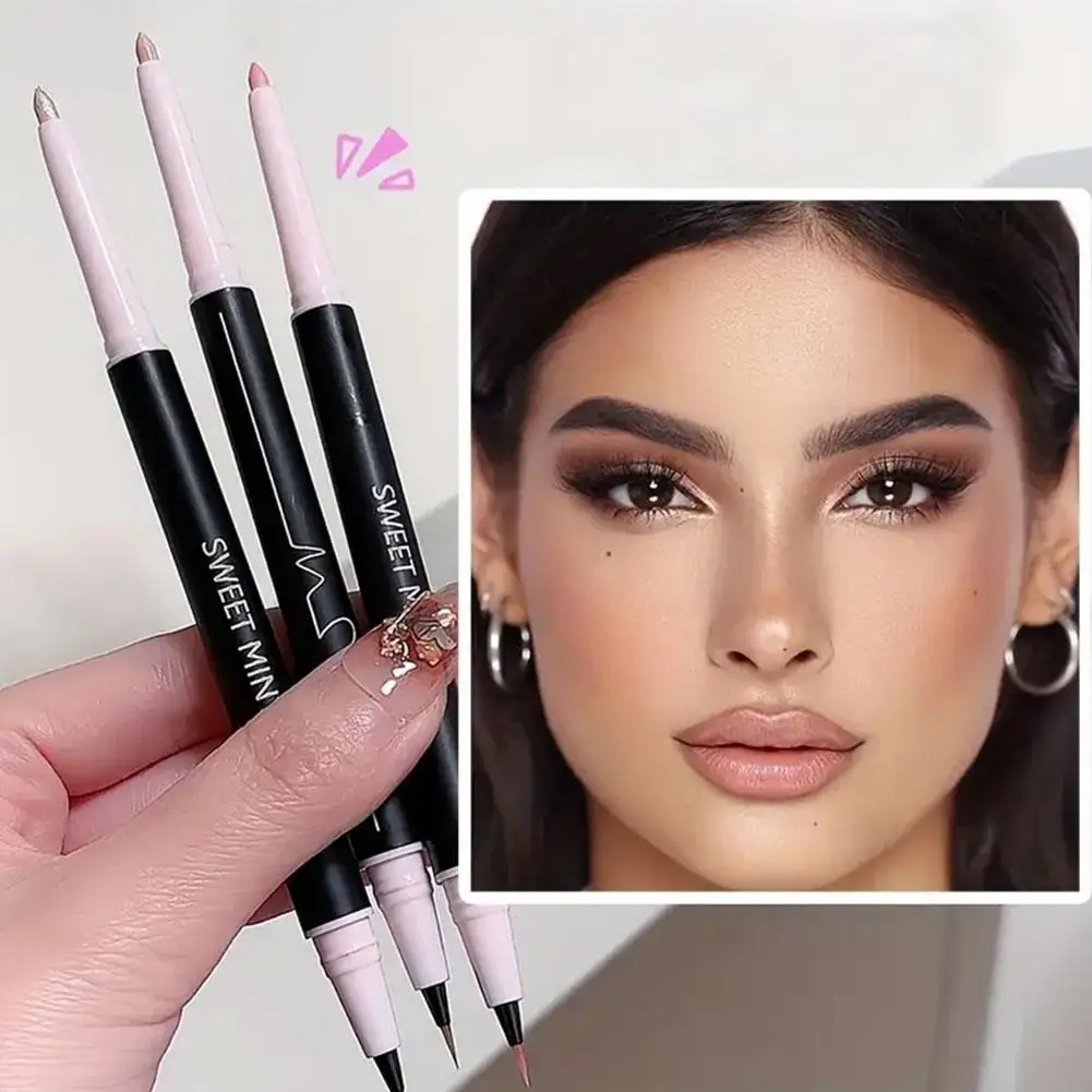 Double-Headed Silkworm Eyeliner Pencil Shadow + Highlight 2in1 Ultra-fine Pen Tip For Beginners Affordable Easy T I8A2 eyeshadow pencil,eyeliner pencil,eyeshadow eyeliner