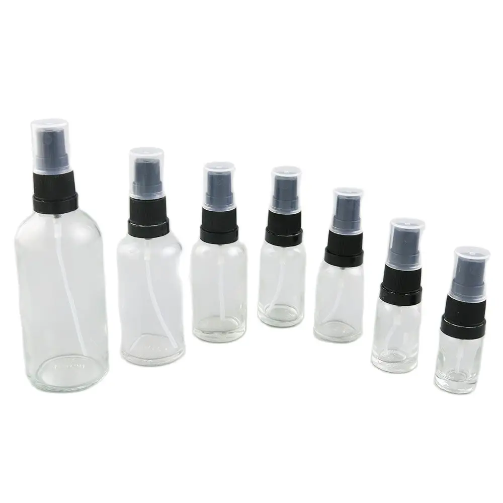 

500 x 10ml 20ml 30ml 50ml 100ml Clear Transparent glass perfume bottle with tamper evident sprayer atomiser bottles