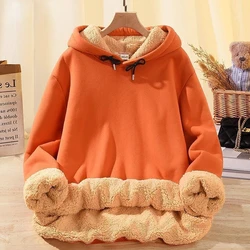 Orange Sweater Men's Cashmere Thickened Sweatshirts Winter Autumn and Winter Hooded Couple's Fashion Brand Cashmere Hoodies