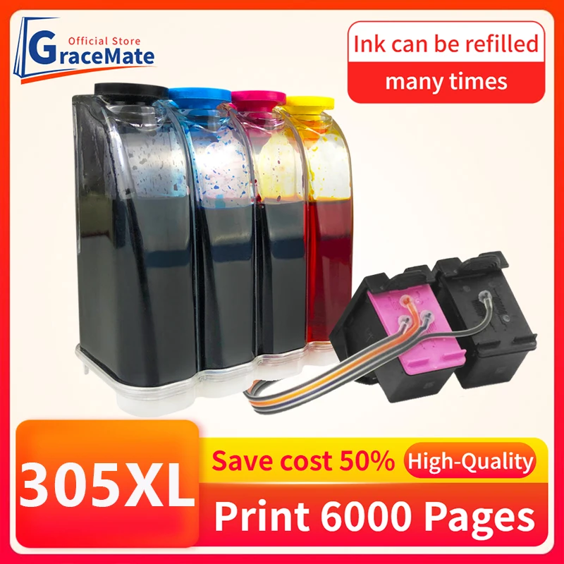 305Xl Ciss Ink Tank Kit Sostituzione Per Hp305 Hp 305 Xl Cartuccia Di Inchiostro Per Envy 6020 6022 6030 6032 6420 6422 6430 6432 Stampante