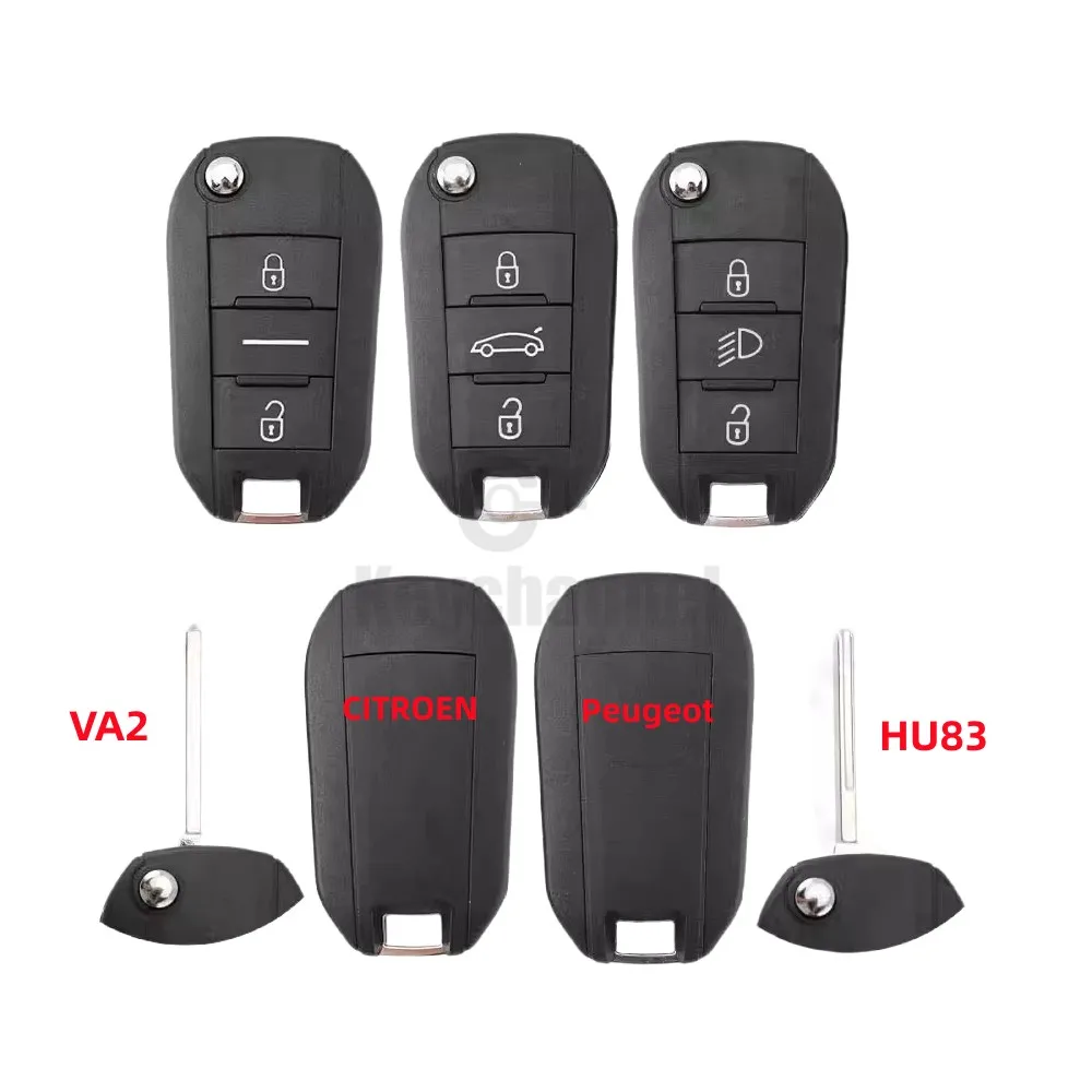keychannel 1PCS 2 3 Buttons Car Key Shell Flip Remote Case for PSA Peugeot 508 Citroen C4L Key Shell With HU83 VA2 Key Blade keychannel 2 3 4 buttons car key id46 315 433mhz remote fob for nissan tida sentra versa nossa cwtwb1u751 61 with nsn14 key