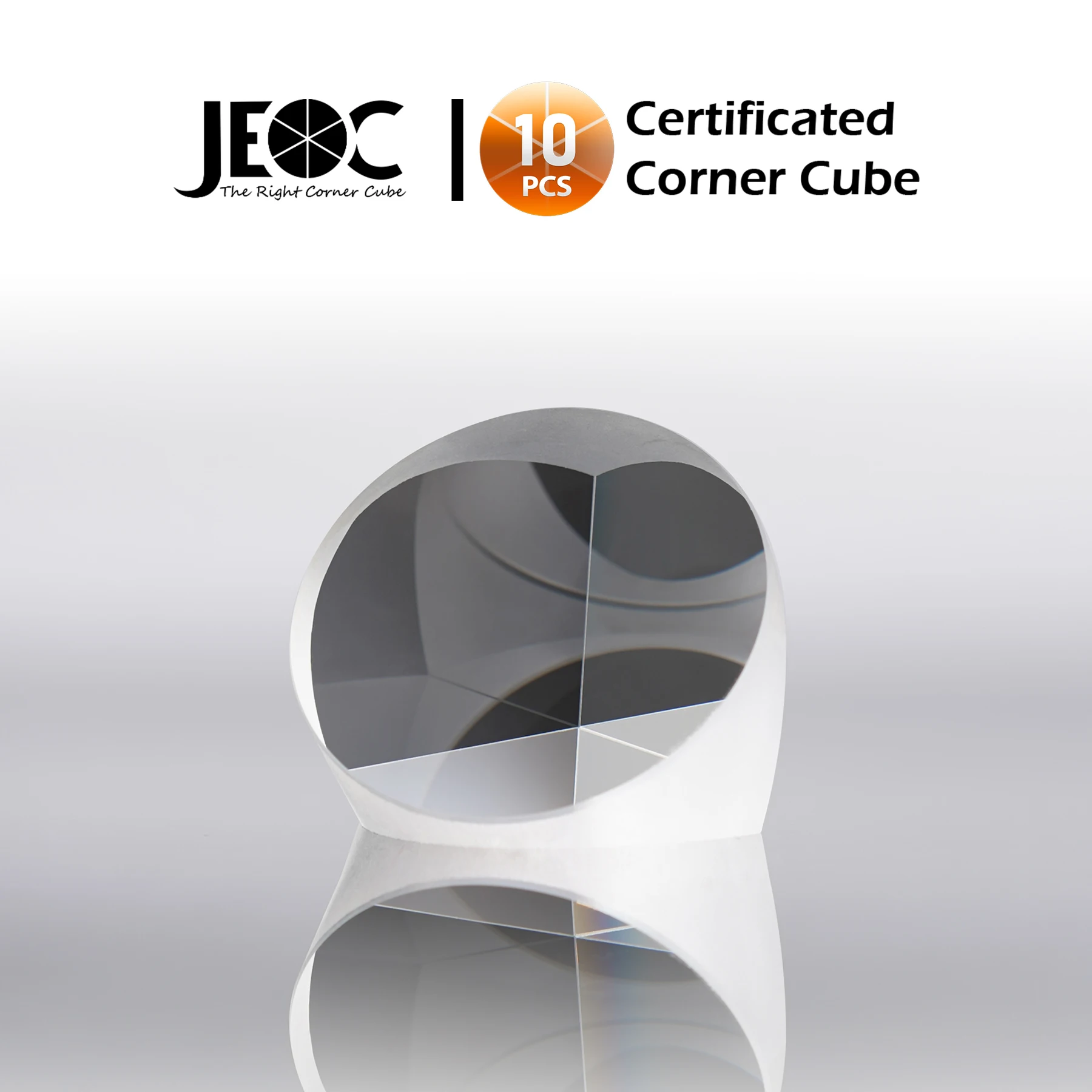 

10pcs JEOC Certificated Corner Cube, 42mm Diameter, 38mm Height reflective prism, Uncoated