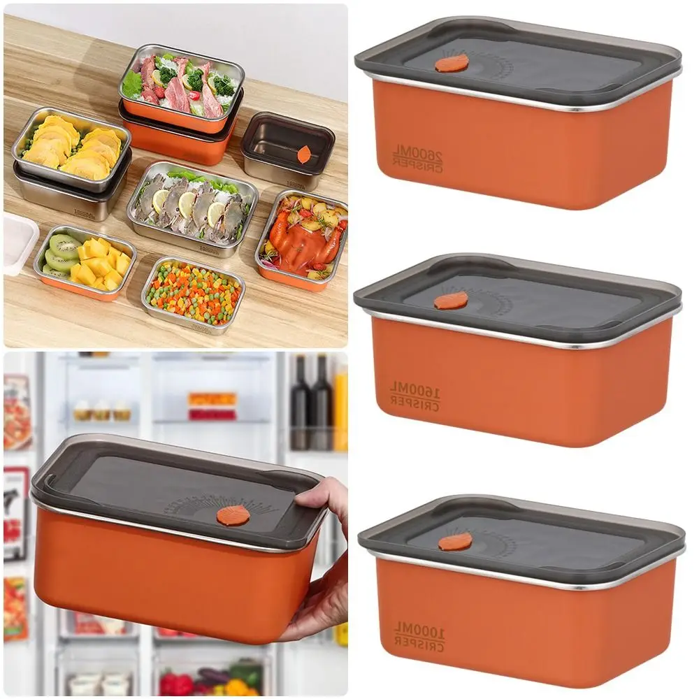Plastic Sealed Storage Box Sealed Rectangular 304 Stainless steel Transparent Crisper Stackable with Lid Fresh-Keeping Box
