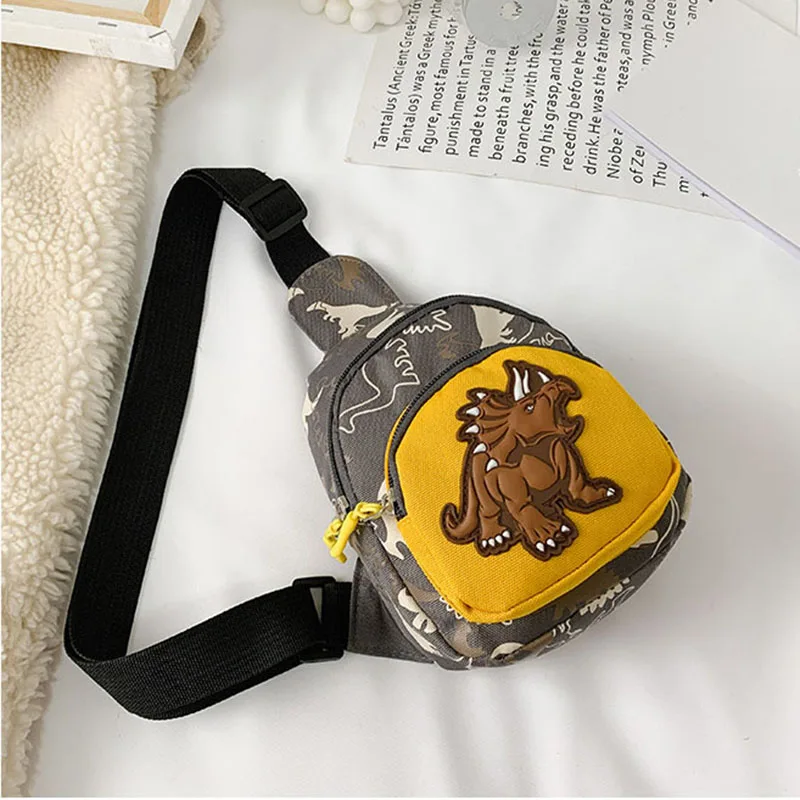 Kids Waist Bags Cartoon Dinosaur Print Outdoor Travel High Capacity Crossbody Zipper Bag Girl Boy Gift Children Chest Pouch Pack
